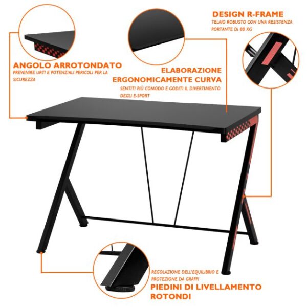 scrivania gaming ergonomica da 116cm