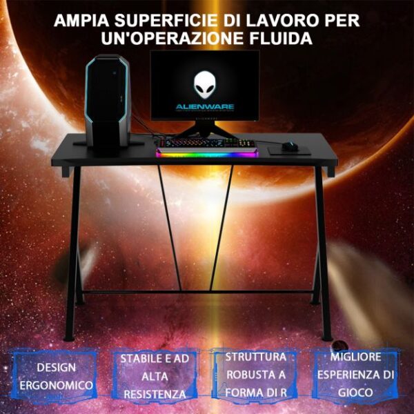 scrivania gaming ergonomica da 116cm